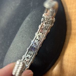 Judith Ripka citrine& smoky quartz cuff bracelet SS